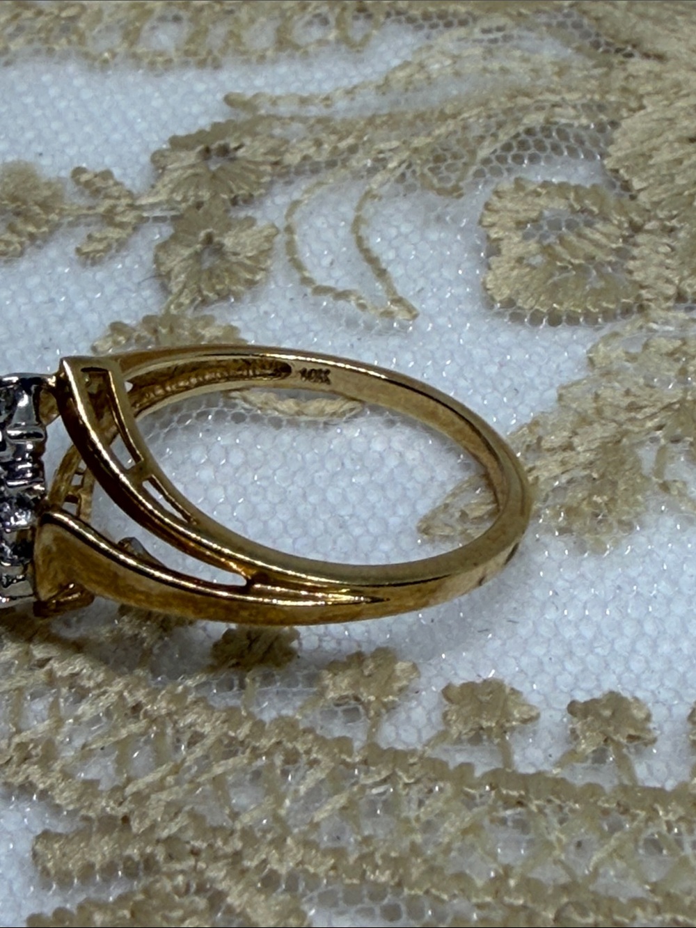 Vintage 10K Gold Tanzanite & Diamond Ring | Marquise Cut | Size 7 Estate Jewelry - Picture 6 of 9